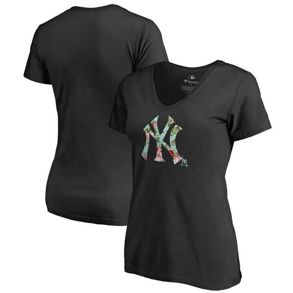 Women New York Yankees Fanatics Branded Lovely V Neck T-Shirt Black Fyun